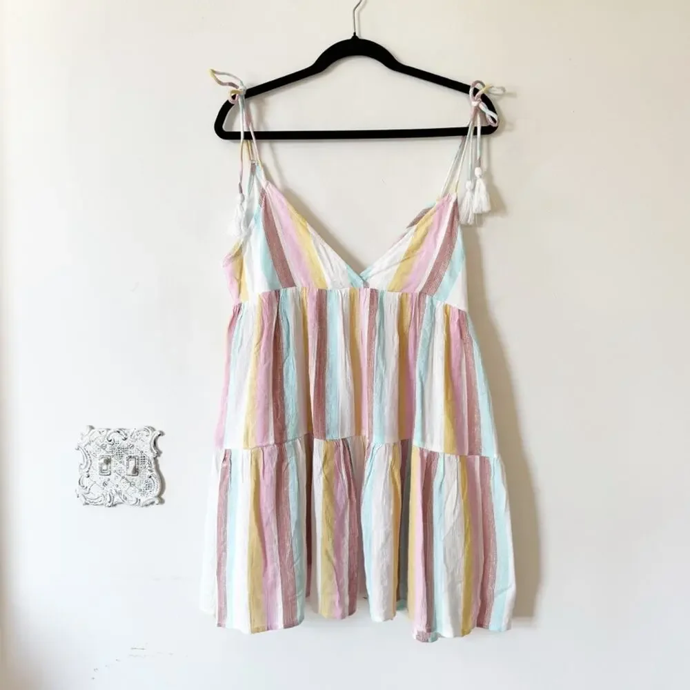 NWOT L*Space Isabella Metallic Almalfi Coast Striped Babydoll Dress Coverup M - Picture 5 of 13